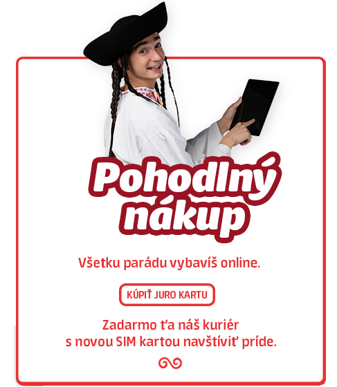 Pohodlný nákup online: 
		Zadarmo ťa náš fešný kuriér s novou SIM kartou navštíviť príde. 